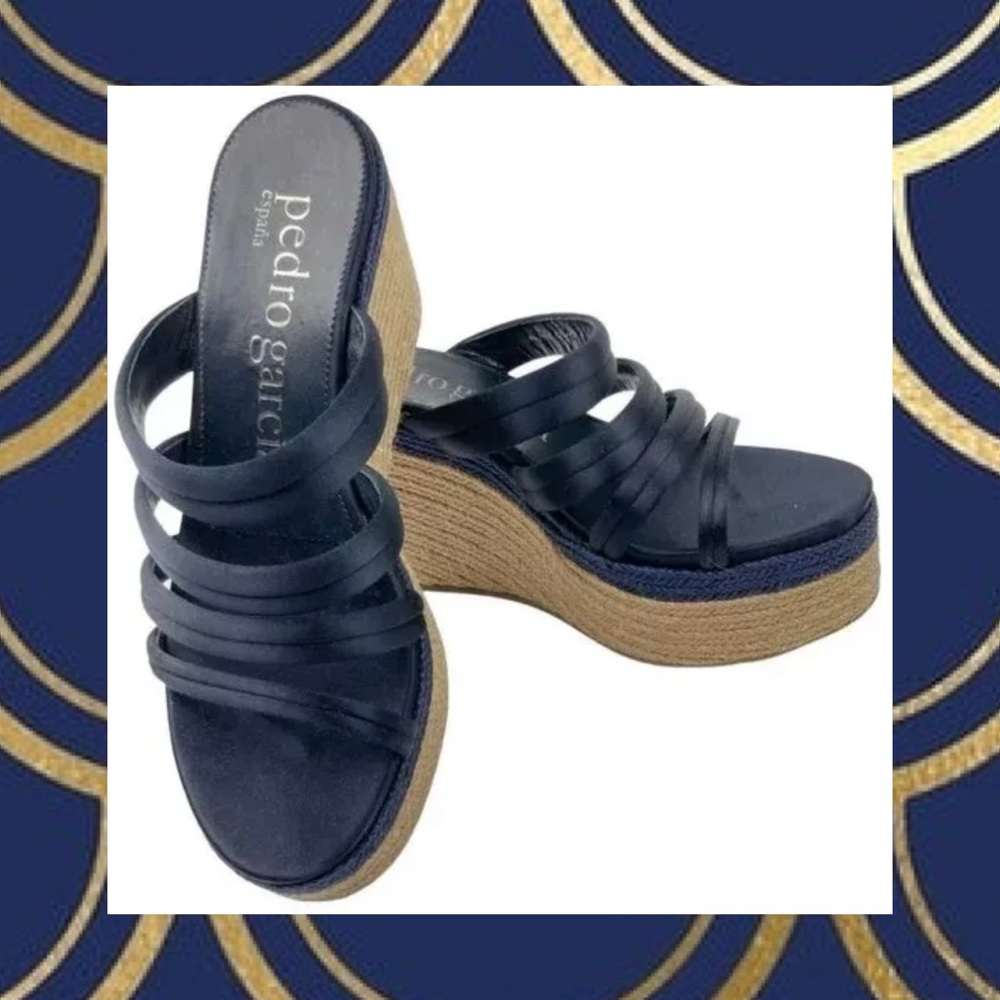New Pedro Garcia x Anthropologie Dante 10 Satin Espadrille Platform Jute Wedge